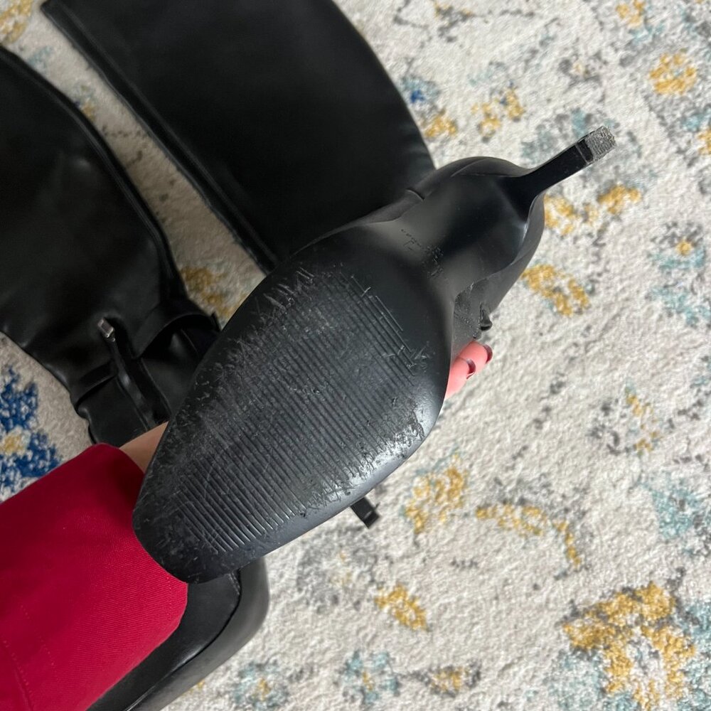 Over the Knee (faux) leather Marc Fisher black stiletto boots (size 7.5) - Picture 6 of 7